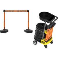 PLUS Barrier Post Cart Kit with Tray, 75' L, Metal, Orange Ottawa Fastener Supply