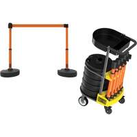 PLUS Barrier Post Cart Kit with Tray, 75' L, Metal, Orange Ottawa Fastener Supply