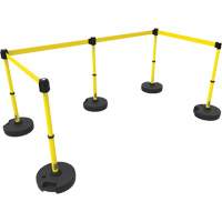 PLUS Barrier Post Set X5, Plastic, 42" H, Yellow Tape, 15' Tape Length Ottawa Fastener Supply