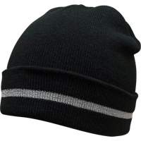 Knit Hat with Silver Reflective Stripe, One Size, Black Ottawa Fastener Supply