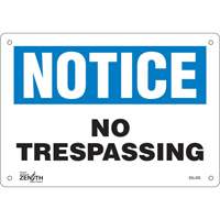 Enseigne No Trespassing, 7" x 10", Plastique, Anglais Ottawa Fastener Supply