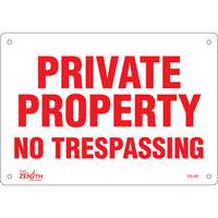 "Private Property" Sign, 7" x 10", Plastic, English Ottawa Fastener Supply