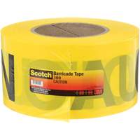 Ruban pour barri&egrave;res pour services publics souterrains Scotch, Anglais, 3" la x 1000' lo, 2 mils, Noir sur jaune Ottawa Fastener Supply