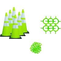 Traffic Cone & Chain Kit, 28", Green, 4" & 6" Reflective Collar(s) SGO164 | Ottawa Fastener Supply