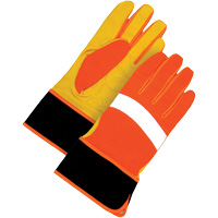 High Visibility Gloves, Size Large, Grain Leather Palm Ottawa Fastener Supply
