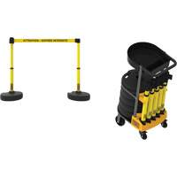 Plus Portable Barrier System Cart Package with Tray, 75' L, Metal/Plastic, Yellow SGQ813 | Ottawa Fastener Supply