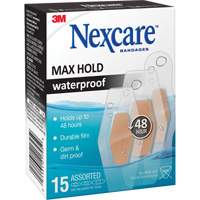 Nexcare Max-Hold Waterproof Bandages, Assorted, Plastic, Sterile Ottawa Fastener Supply