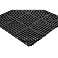 Cushion-Ease&reg; 550 Interlocking Anti-Fatigue Mat, Slotted, 3' x 3' x 3/4", Black, Rubber Ottawa Fastener Supply