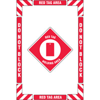 "Red Tag Holding Area" Floor Marking Kit, Adhesive, English with Pictogram Ottawa Fastener Supply