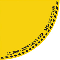 "Caution" Quarter Circle Swing Door Floor Sign, Adhesive, English with Pictogram Ottawa Fastener Supply