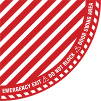 "Emergency Exit" Quarter Circle Swing Door Floor Sign, Adhesive, English with Pictogram Ottawa Fastener Supply