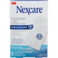 Nexcare Tegaderm + Pad Transparent Dressing, Rectangular/Square, 4", Plastic, Sterile Ottawa Fastener Supply