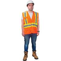 CSA-Compliant High-Visibility Surveyor Vest, High Visibility Orange, Medium, Polyester, CSA Z96 Class 2 - Level 2 SGZ627 | Ottawa Fastener Supply