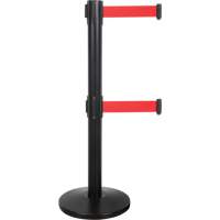 Barri&egrave;re pour le contr&ocirc;le des foules &agrave; courroie double, Acier, 35" h, Ruban Rouge, Longueur du ruban 7' Ottawa Fastener Supply