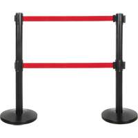 Barri&egrave;re pour le contr&ocirc;le des foules &agrave; courroie double, Acier, 35" h, Ruban Rouge, Longueur du ruban 7' Ottawa Fastener Supply