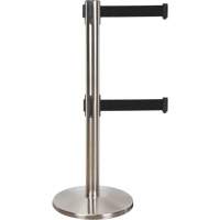 Barri&egrave;re pour le contr&ocirc;le des foules &agrave; courroie double, Acier, 35" h, Ruban Noir, Longueur du ruban 7' Ottawa Fastener Supply
