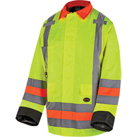 6040 Veste de contr&ocirc;le de la circulation pour l'hiver qu&eacute;b&eacute;cois, Polyester, Jaune lime haute visibilit&eacute;, T-petit Ottawa Fastener Supply