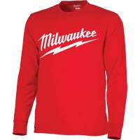 Heavy-Duty Long-Sleeved T-Shirt with Milwaukee&reg; Logo, Men's, Small, Red Ottawa Fastener Supply