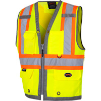 6673 Mesh-Back Zip-Front Surveyor's Vest, High Visibility Lime-Yellow, Small, Polyester Ottawa Fastener Supply