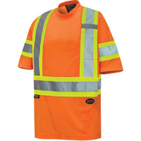 6970 Bird's-Eye Safety T-Shirt, Polyester, X-Small, High Visibility Orange Ottawa Fastener Supply