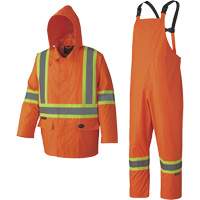 5608 210D Waterproof Rain Suit, Polyester/PVC, Small, High Visibility Orange Ottawa Fastener Supply