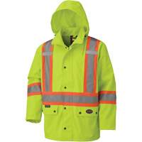 5585A Veste de s&eacute;curit&eacute; imperm&eacute;able avec capuchon amovible 450D, Polyester, Jaune lime haute visibilit&eacute;, Petit Ottawa Fastener Supply