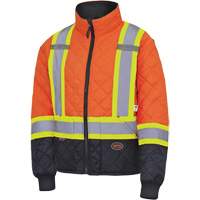 5015 Quilted Freezer Jacket, Polyester, Black/High Visibility Orange, X-Small Ottawa Fastener Supply