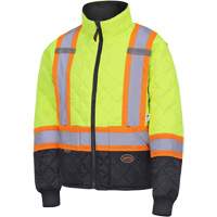 5016 Quilted Freezer Jacket, Polyester, Black/High Visibility Lime-Yellow, X-Small Ottawa Fastener Supply