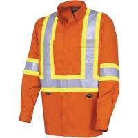 4441 Ultra-Cool Long-Sleeved Safety Shirt, Cotton, Small, High Visibility Orange Ottawa Fastener Supply
