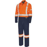 7702BB FR-Tech&reg; 2-Tone Safety Coverall, Size 36, Navy Blue/Orange, 10 cal/cm² Ottawa Fastener Supply