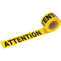 Barricade Warning Tape, Bilingual, 3" W x 1000' L, 1.5 mils, Black on Yellow SHE799 | Ottawa Fastener Supply