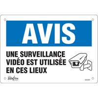 "Surveillance vid&eacute;o" Sign, 7" x 10", Plastic, French with Pictogram Ottawa Fastener Supply