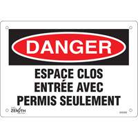Enseigne  Espace clos , 7" x 10", Plastique, Français Ottawa Fastener Supply