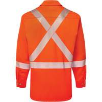 Ultrasoft&reg; Flame Resistant Deluxe Segmented Striped Work Shirt, Small, Orange Ottawa Fastener Supply