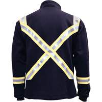 Flame Resistant Striped Full Zip Fleece Jacket, Small, Navy Blue Ottawa Fastener Supply
