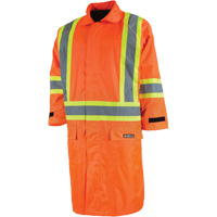 Long Rain Jacket with Detachable Hood, Nylon/PVC, Small, High Visibility Orange Ottawa Fastener Supply
