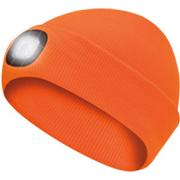 5675 Tuque en tricot avec lampe frontale &agrave; DEL, Doublure en Molleton, Taille unique, Orange haute visibilit&eacute; Ottawa Fastener Supply