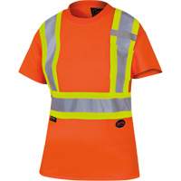 6948 Women's Bird's-Eye Safety T-Shirt, Polyester, X-Small, High Visibility Orange Ottawa Fastener Supply