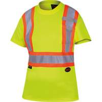 6949 Women's Bird's-Eye Safety T-Shirt, Polyester, X-Small, High Visibility Lime-Yellow Ottawa Fastener Supply