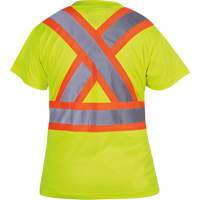 6949 Women's Bird's-Eye Safety T-Shirt, Polyester, X-Small, High Visibility Lime-Yellow Ottawa Fastener Supply