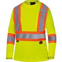 6969 Women's Bird's-Eye Long-Sleeved Safety Shirt, Polyester, X-Small, High Visibility Lime-Yellow Ottawa Fastener Supply