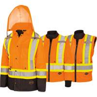 5020BBW Women's  7-in-1 Waterproof Jacket with Hood, Polyester/Polyurethane, High Visibility Orange, X-Small Ottawa Fastener Supply