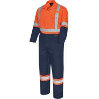 2-Tone Safety Coveralls with Zipper Closure, 36, High Visibility Orange/Navy Blue, CSA Z96 Class 3 - Level 2 SHH875 | Ottawa Fastener Supply