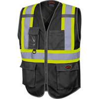 6959BK Tricot High-Visibility Safety Vest with Zipper Closure, Black, X-Small, Polyester Ottawa Fastener Supply