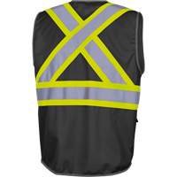 6959BK Tricot High-Visibility Safety Vest with Zipper Closure, Black, X-Small, Polyester Ottawa Fastener Supply