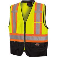 6895 High-Visibility Zip Front Bi-Colour Safety Vest, Black/High Visibility Lime-Yellow, 2X-Large/3X-Large, Polyester Ottawa Fastener Supply