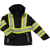 Womens Insulated Flex Safety Jacket, Polyester, Black, X-Small Ottawa Fastener Supply