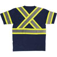Short Sleeve Safety T-Shirt, Cotton, X-Small, Navy Blue Ottawa Fastener Supply