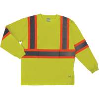 Long Sleeve Safety T-Shirt, Cotton, X-Small, High Visibility Lime-Yellow Ottawa Fastener Supply