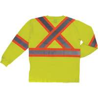 Long Sleeve Safety T-Shirt, Cotton, X-Small, High Visibility Lime-Yellow Ottawa Fastener Supply